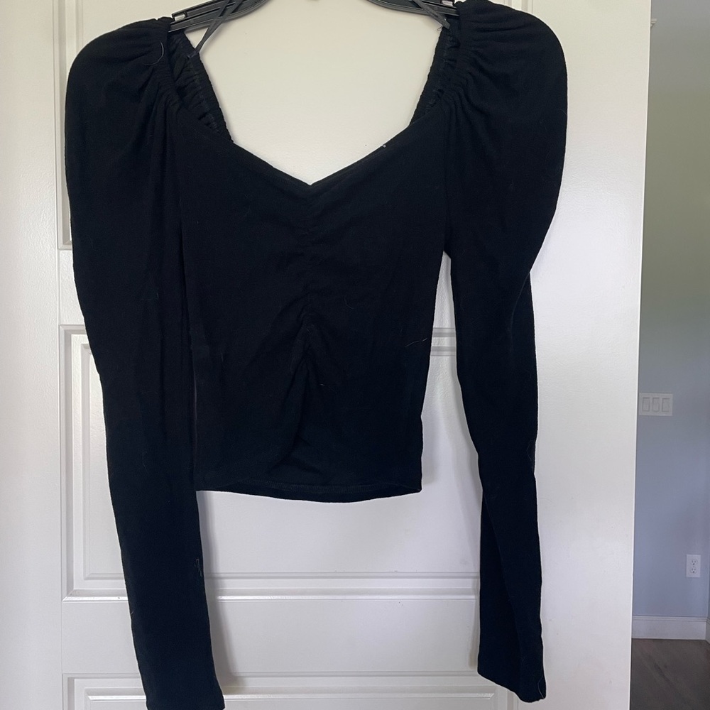 Glam Black Long Sleeve Blouse